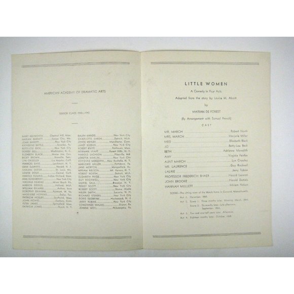 Little Women Program 1943 Empire Theatre Academy Dramatic Art 59th Marian Forest - Picture 3 of 4